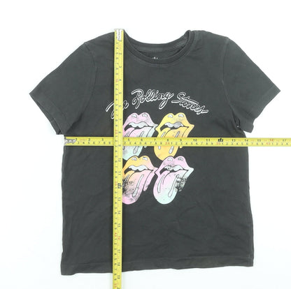 Girls UK Size 8-9 Years The Rolling Stones Black Graphic Print T-Shirt