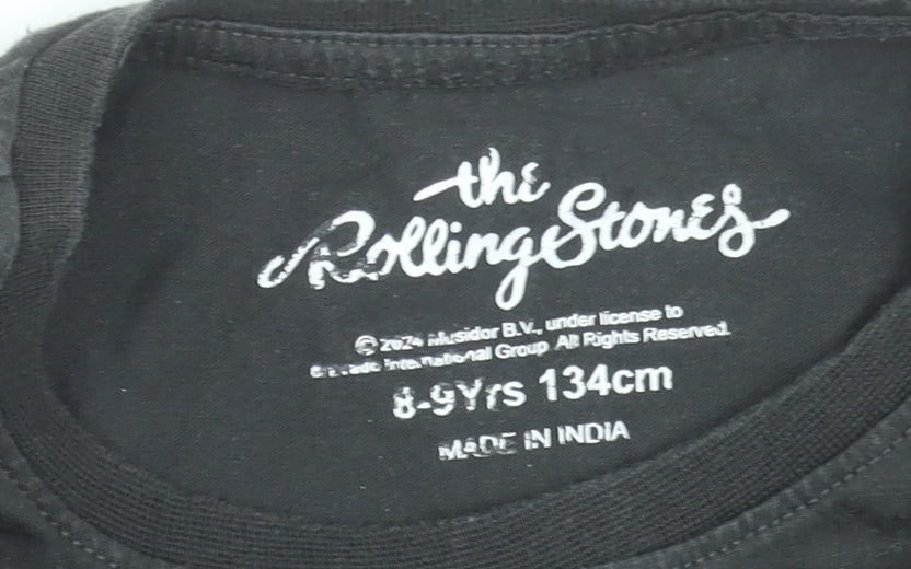 Girls UK Size 8-9 Years The Rolling Stones Black Graphic Print T-Shirt