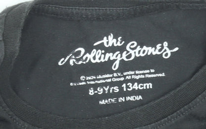 Girls UK Size 8-9 Years The Rolling Stones Black Graphic Print T-Shirt