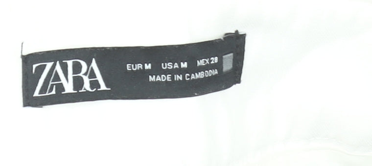 Zara Women White Chino Pleated High Rise Shorts Size M