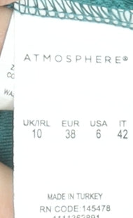 Atmosphere Women’s Green Bodycon Dress Size 10 Short Sleeve Ruffle Detail