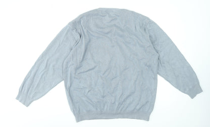 Baileys Mens Grey V-Neck Geometric Cotton Acrylic Jumper L