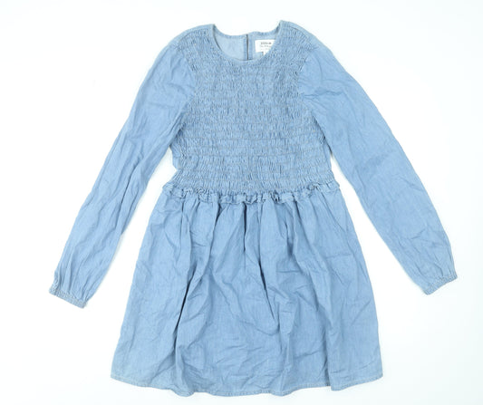 Miss Selfridge Women's Blue Denim A-Line Long Sleeve Dress UK 10