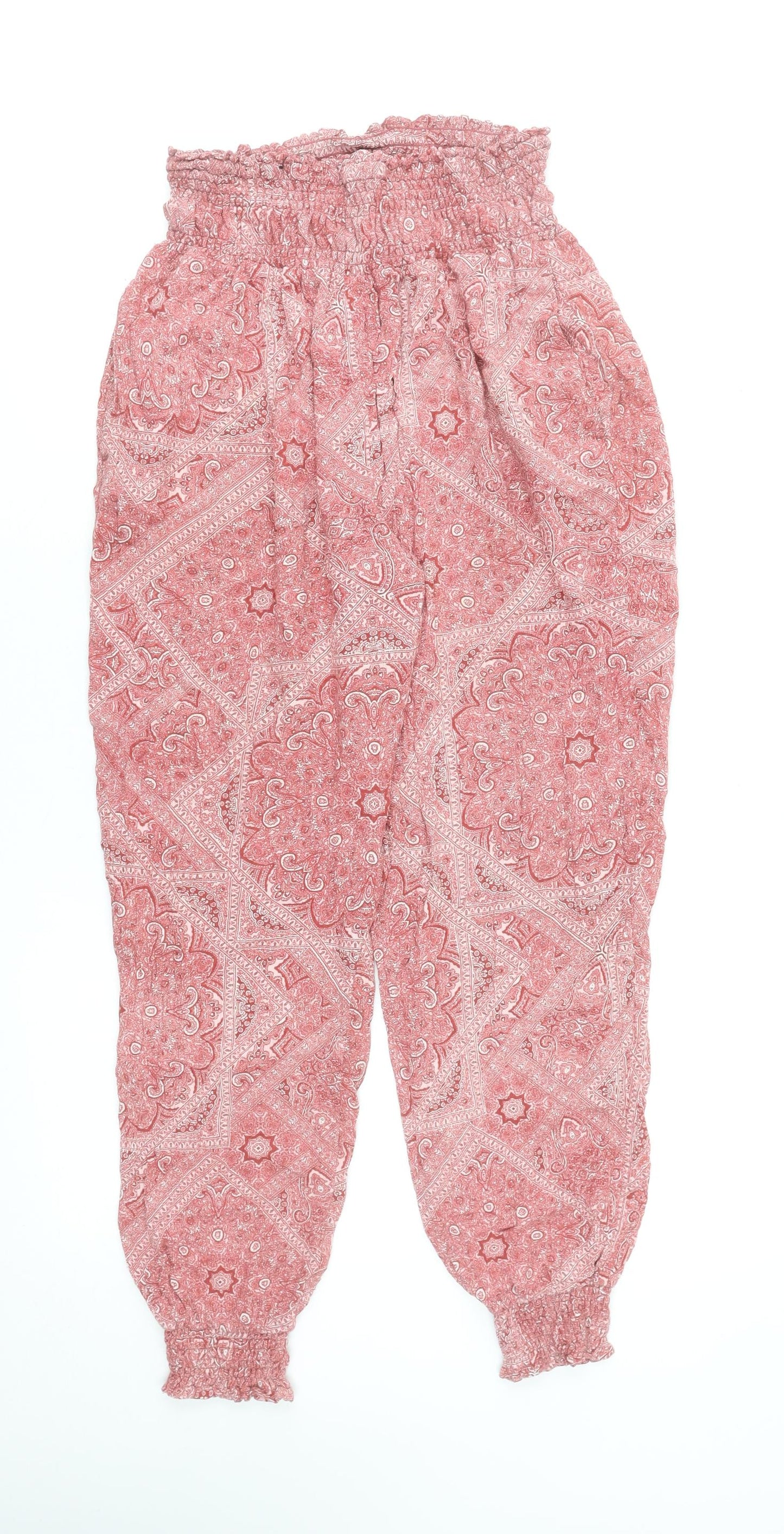 New Look Women Pink Paisley Harem Trousers Size 14 Viscose