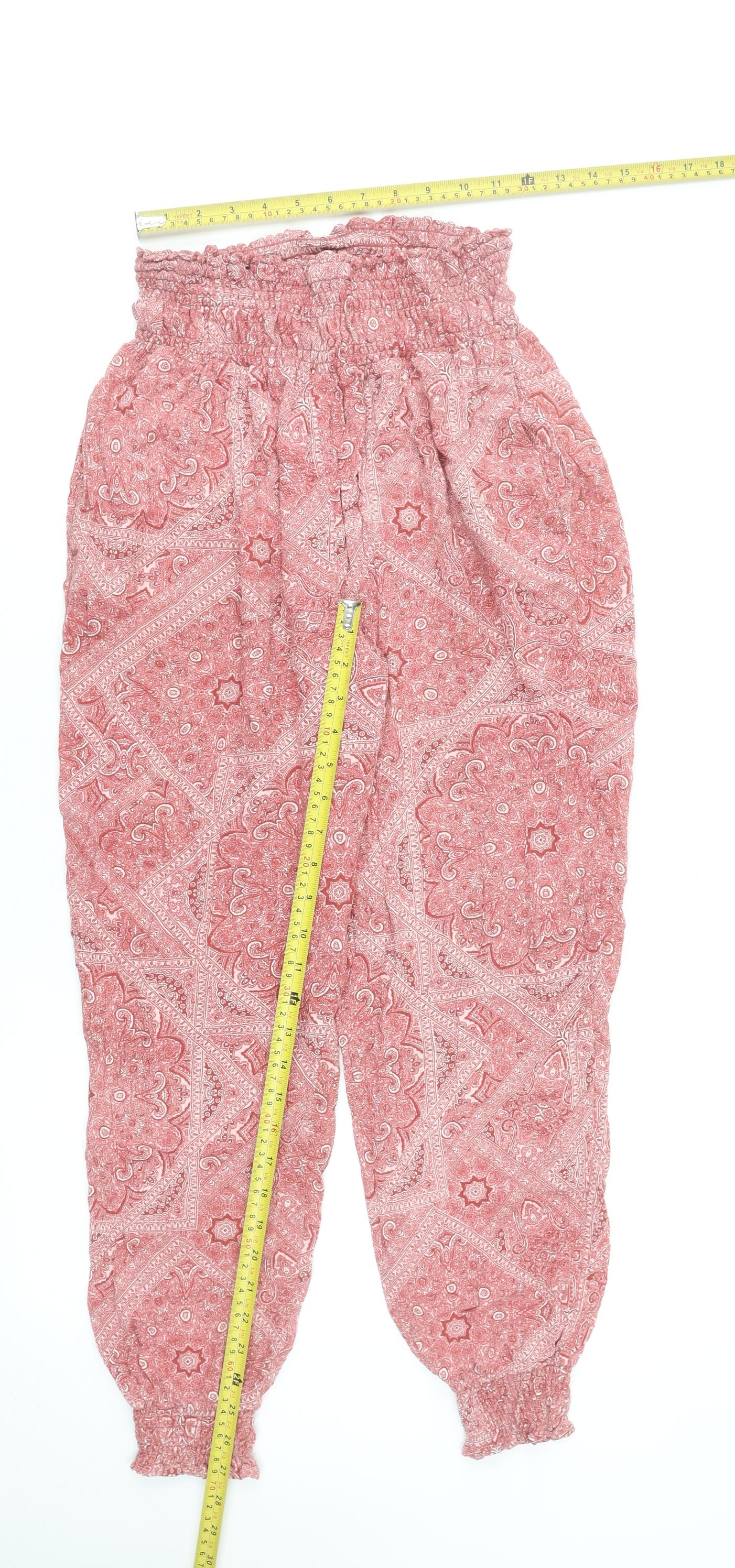New Look Women Pink Paisley Harem Trousers Size 14 Viscose