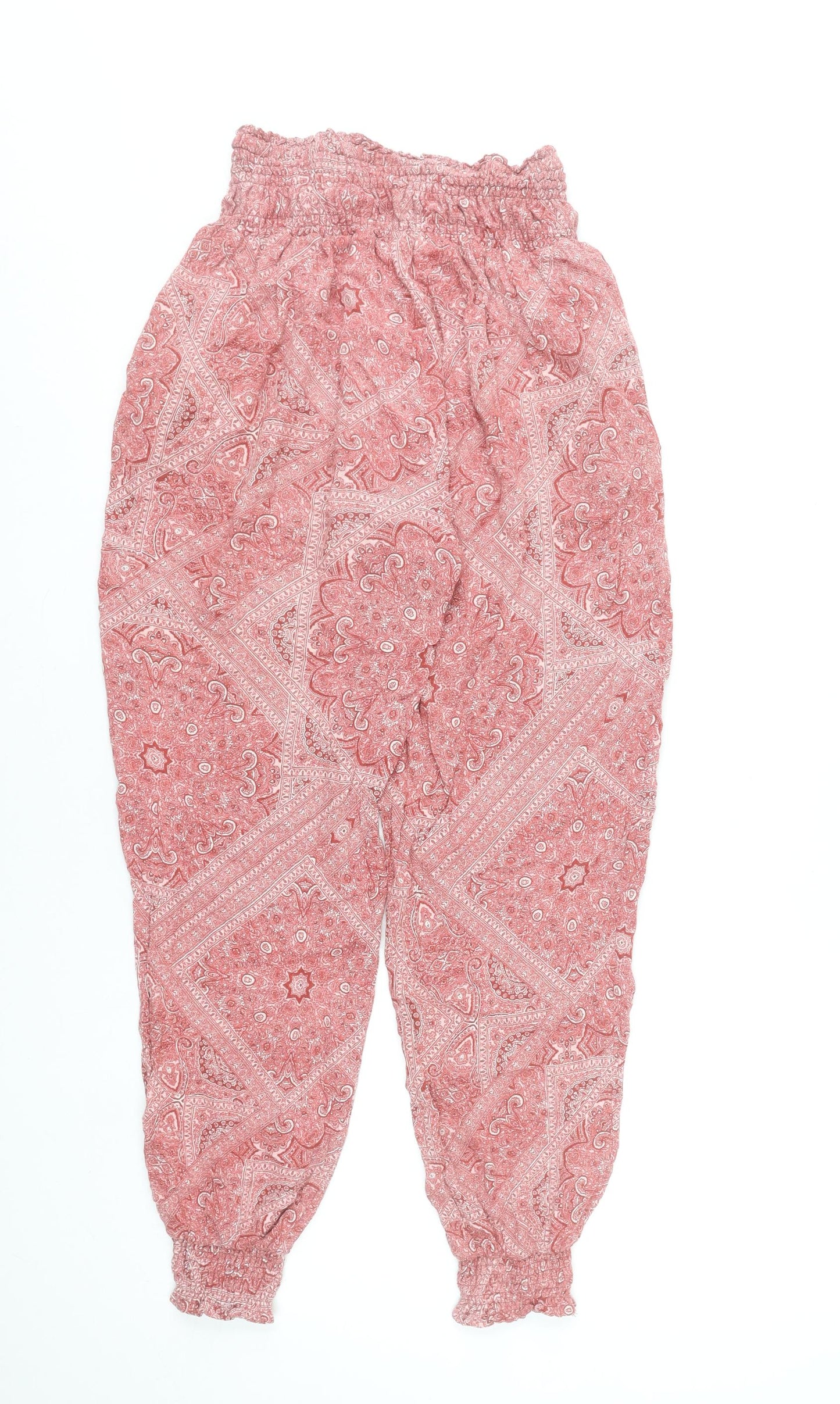New Look Women Pink Paisley Harem Trousers Size 14 Viscose