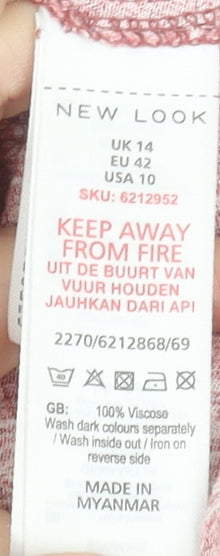 New Look Women Pink Paisley Harem Trousers Size 14 Viscose