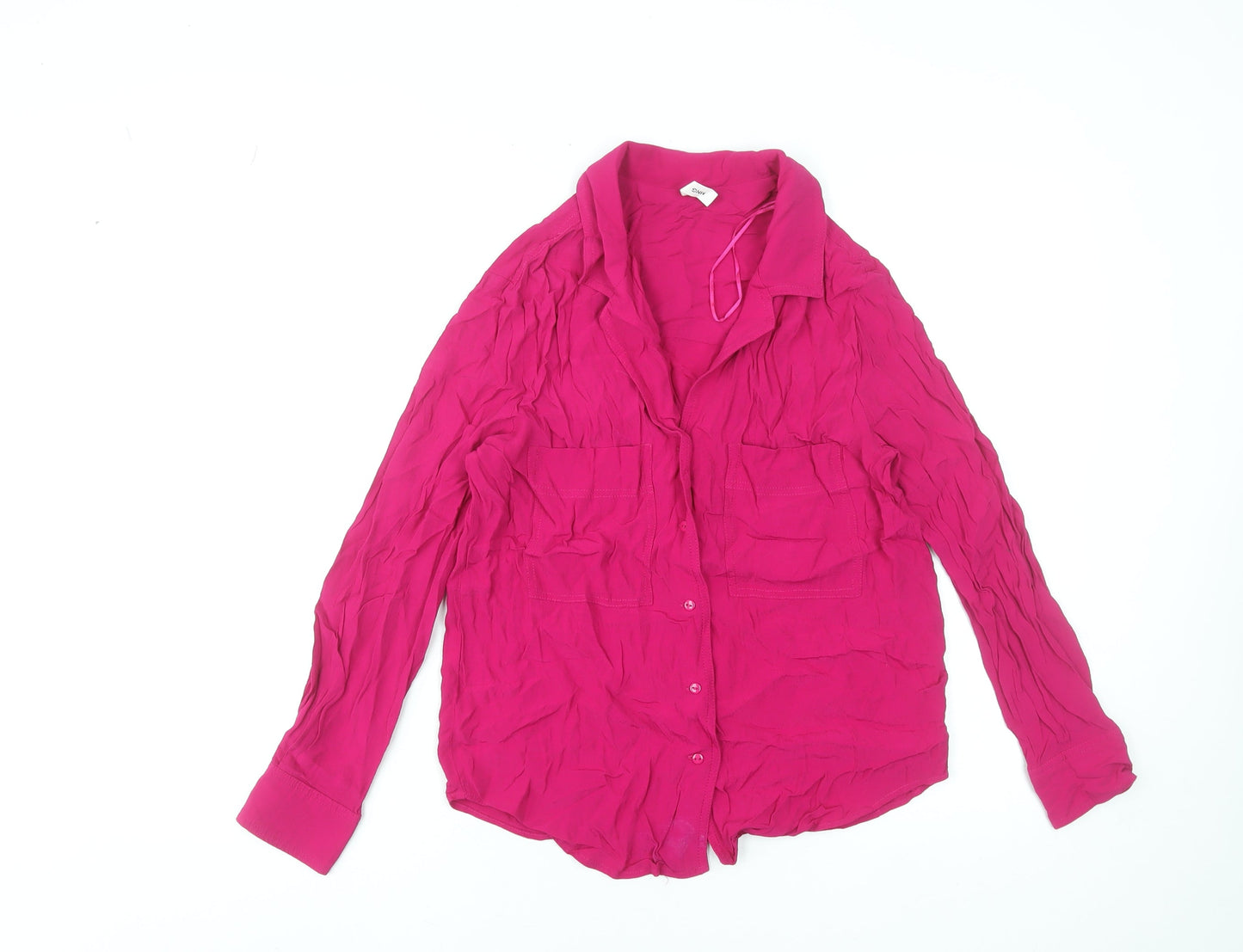 MNG Womens Pink XS Long Sleeve Button-Up Blouse