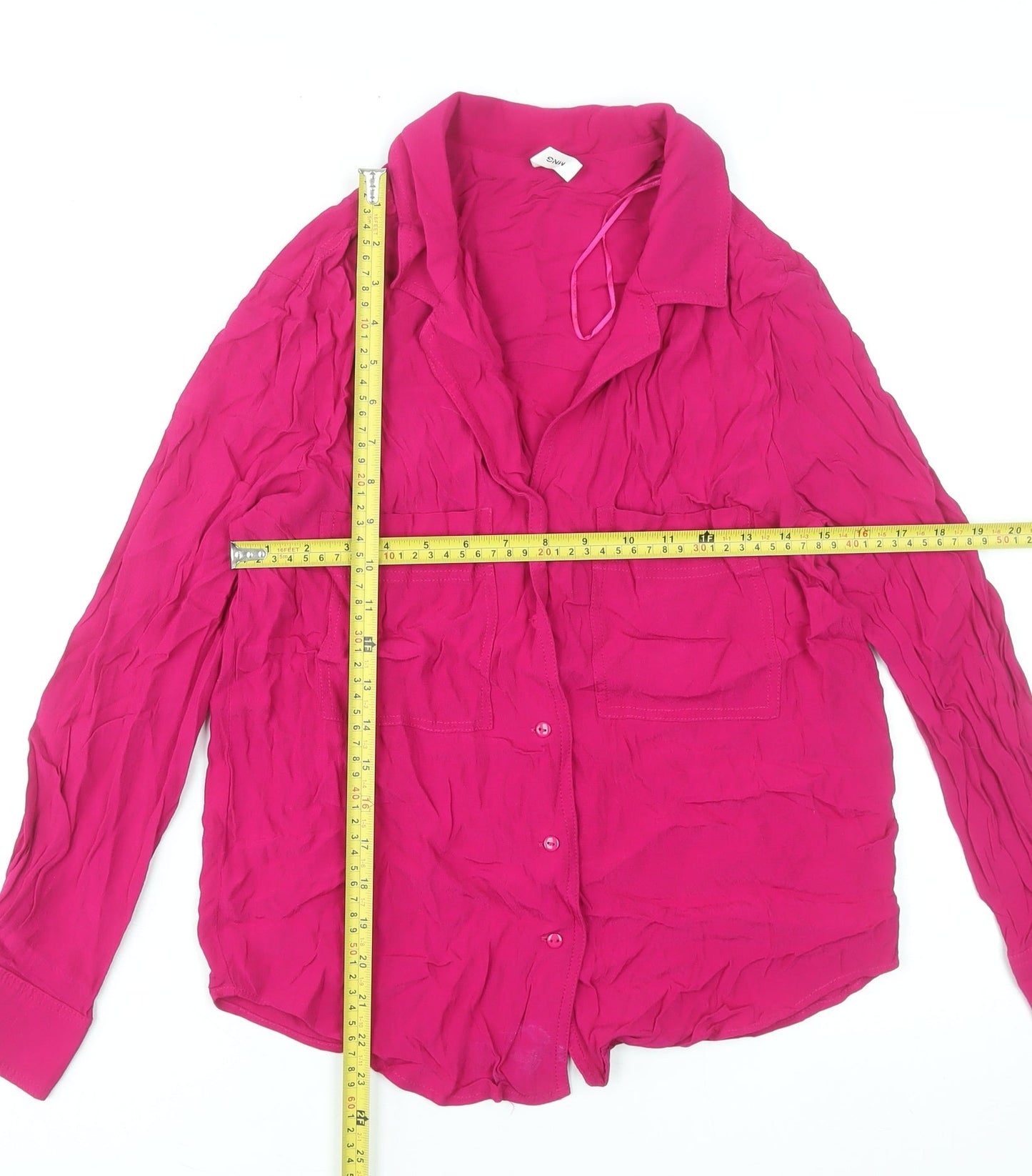 MNG Womens Pink XS Long Sleeve Button-Up Blouse