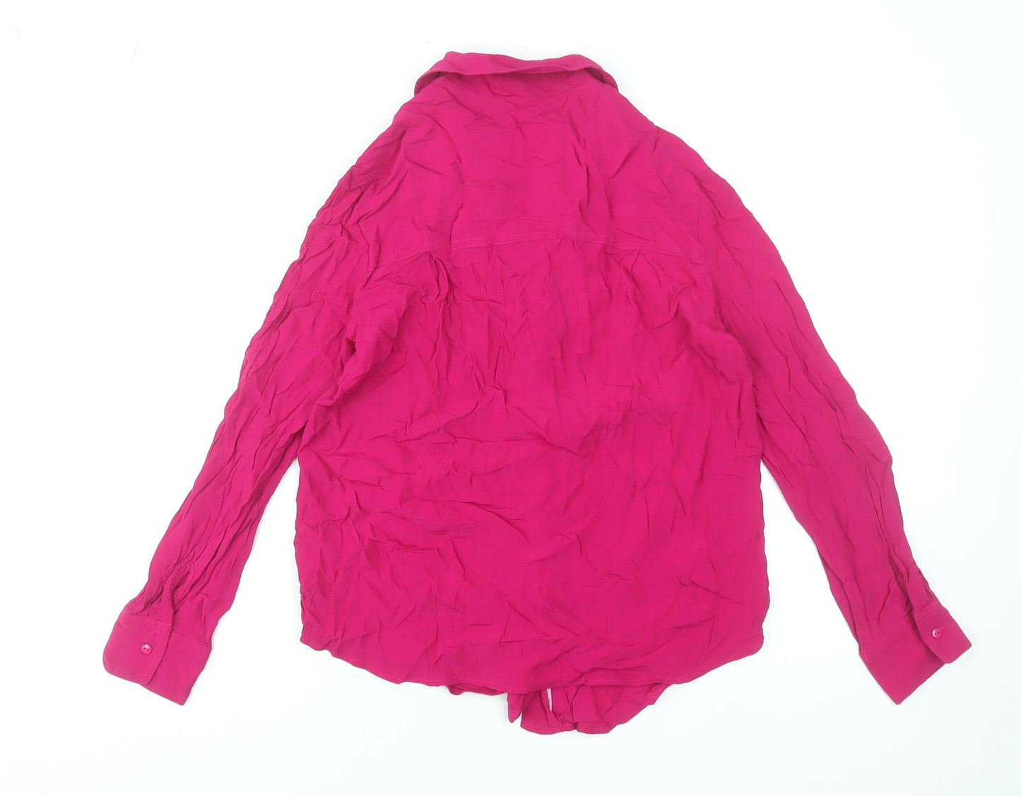 MNG Womens Pink XS Long Sleeve Button-Up Blouse