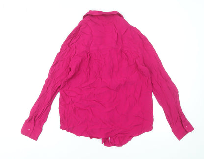MNG Womens Pink XS Long Sleeve Button-Up Blouse