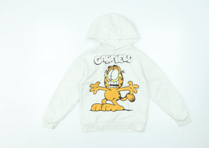 Girls UK Size 8-9 Years Garfield White Pullover Hoodie