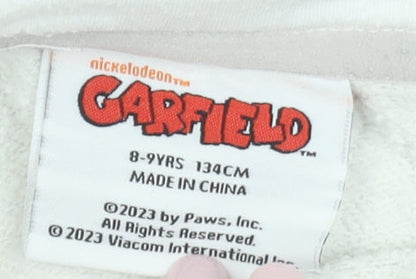 Girls UK Size 8-9 Years Garfield White Pullover Hoodie