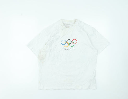 Womens UK Size XS Pull & Bear White Basic T-Shirt