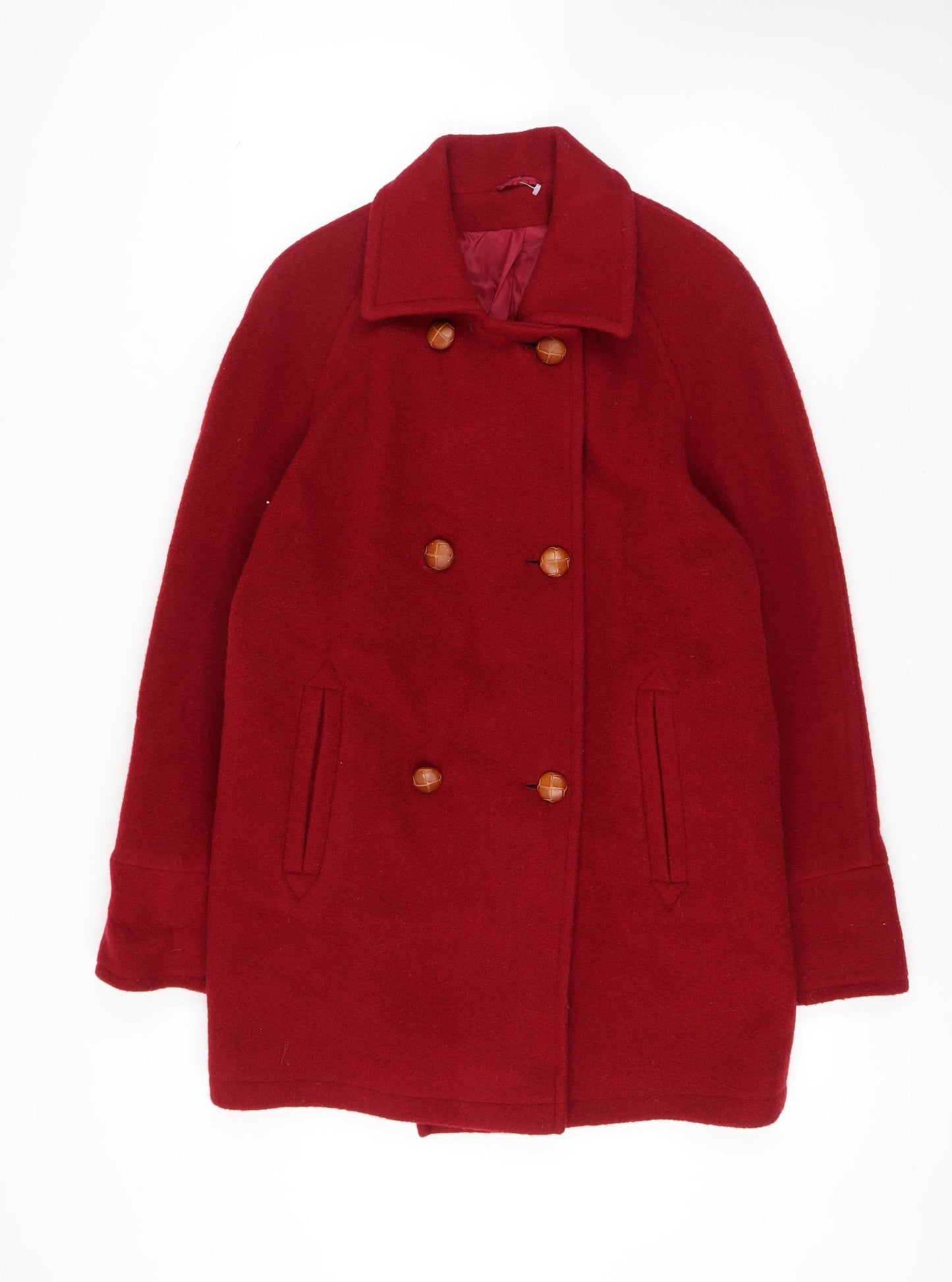 Womens UK Size L Definitions Red Pea Coat