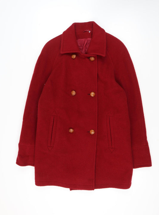 Womens UK Size L Definitions Red Pea Coat