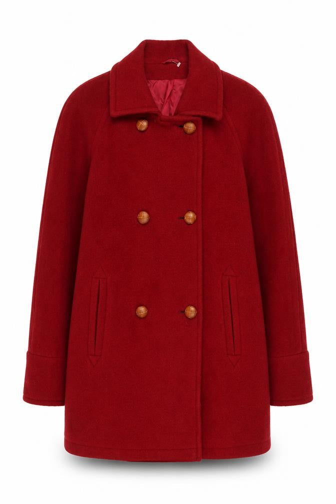 Womens UK Size L Definitions Red Pea Coat