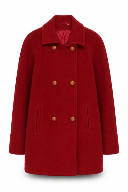 Womens UK Size L Definitions Red Pea Coat