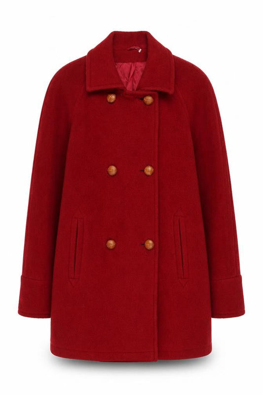 Womens UK Size L Definitions Red Pea Coat