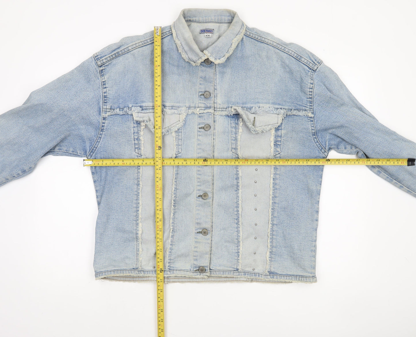 Womens UK Size 2XL 51 States Blue Denim Jacket