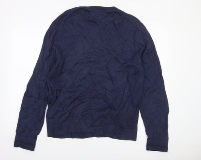 Tommy Hilfiger Men's Blue XL Cotton Cashmere Crew Neck Jumper