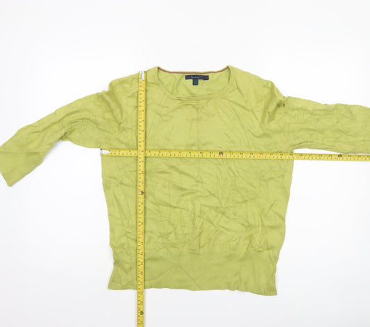 Boden Women's Green Cotton Crew Neck 3/4 Sleeve Jumper Size 16