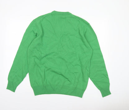 Lyle & Scott Men’s Green Wool V-Neck Golf Jumper Size M