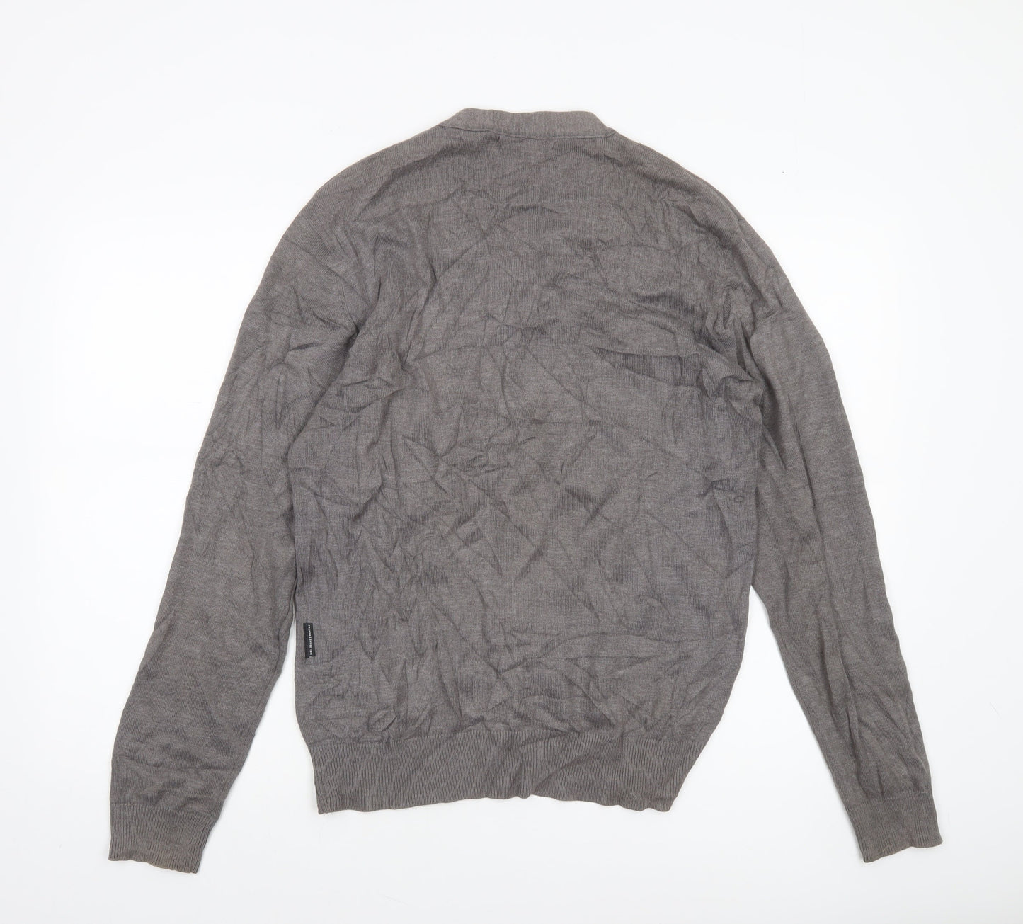 French Connection Men's Grey Cotton Linen Cardigan M