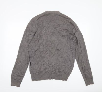 French Connection Men's Grey Cotton Linen Cardigan M