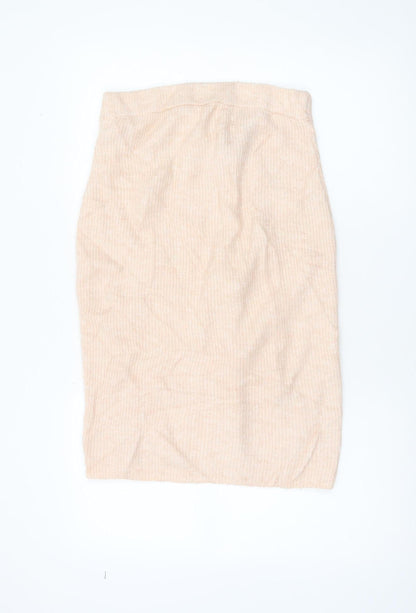 H&M MAMA Beige Knit Pencil Skirt M Maternity Stretch Wool Blend