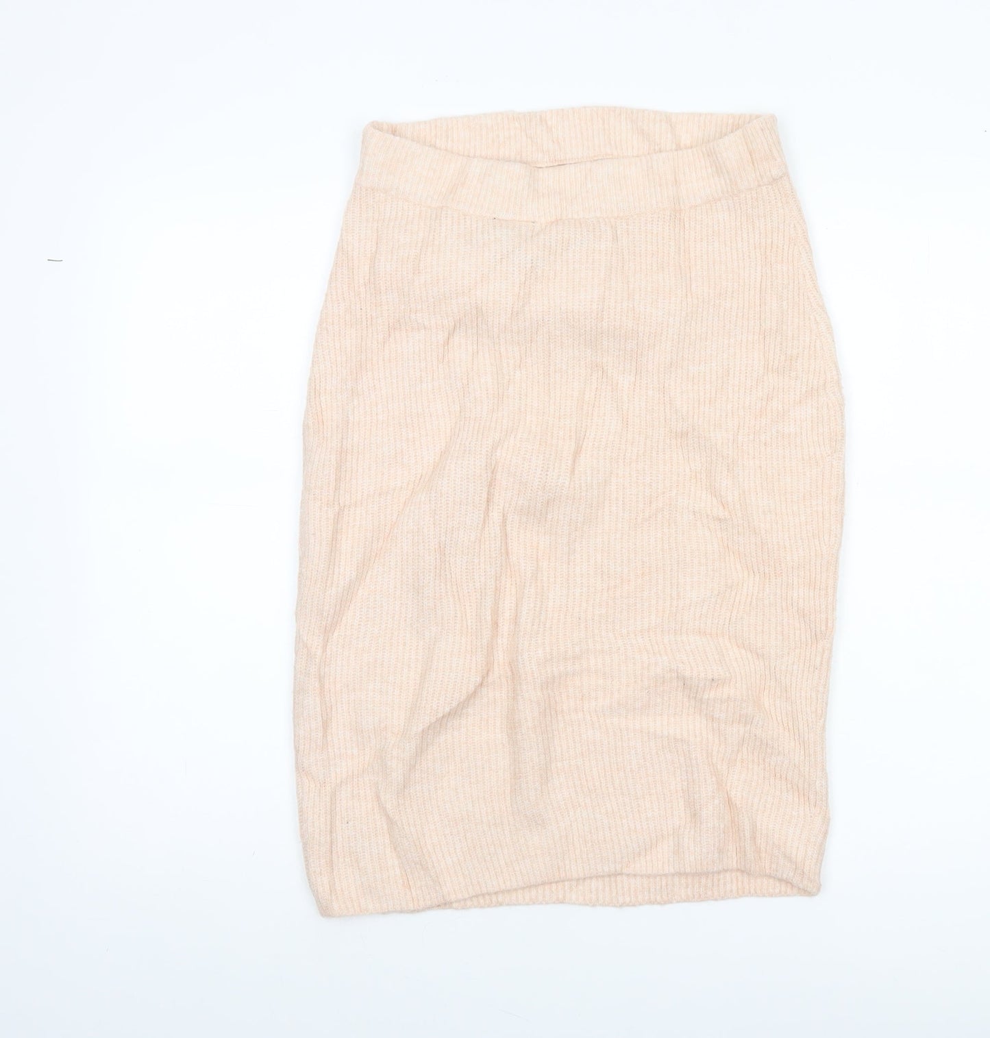 H&M MAMA Beige Knit Pencil Skirt M Maternity Stretch Wool Blend