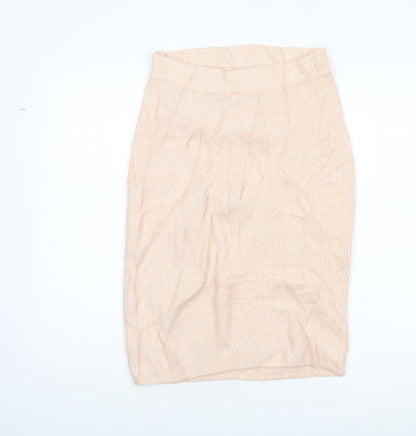 H&M MAMA Beige Knit Pencil Skirt M Maternity Stretch Wool Blend