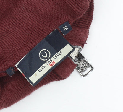 Duck and Cover Men’s Red Cotton Henley Jumper Size M