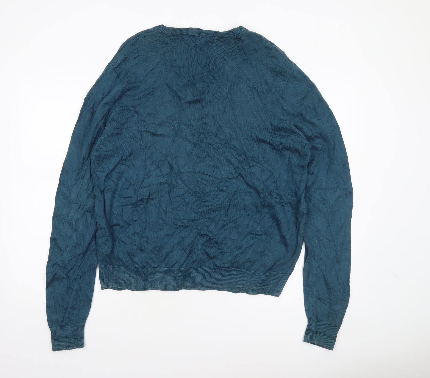 Lyle & Scott Men's Blue 2XL V-Neck Cotton Jumper