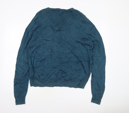 Lyle & Scott Men's Blue 2XL V-Neck Cotton Jumper