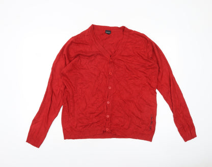 Calvin Klein Jeans Women's Red V-Neck Button Cardigan XL