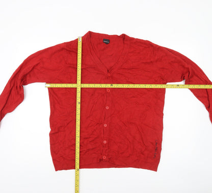 Calvin Klein Jeans Women's Red V-Neck Button Cardigan XL