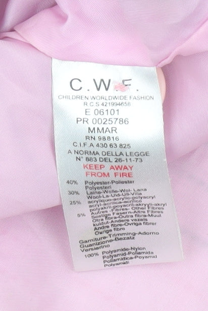 ELLE Girls Pink Striped Wool Blend Coat 12 Months Lined Button Classic Style