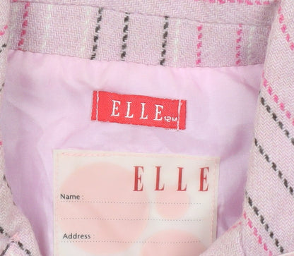 ELLE Girls Pink Striped Wool Blend Coat 12 Months Lined Button Classic Style