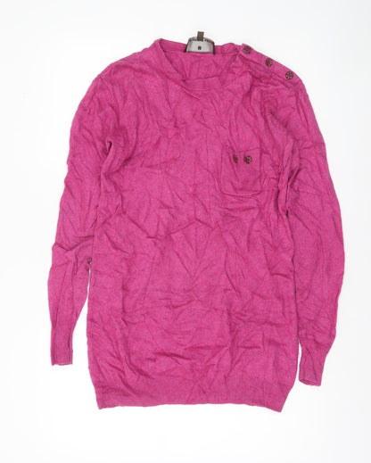 Fenn Wright Manson Women’s Pink Angora Cashmere Blend Button Pullover Jumper Size 8