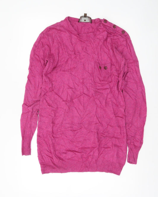 Fenn Wright Manson Women’s Pink Angora Cashmere Blend Button Pullover Jumper Size 8