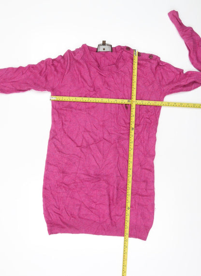 Fenn Wright Manson Women’s Pink Angora Cashmere Blend Button Pullover Jumper Size 8