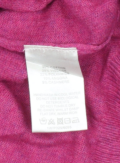 Fenn Wright Manson Women’s Pink Angora Cashmere Blend Button Pullover Jumper Size 8