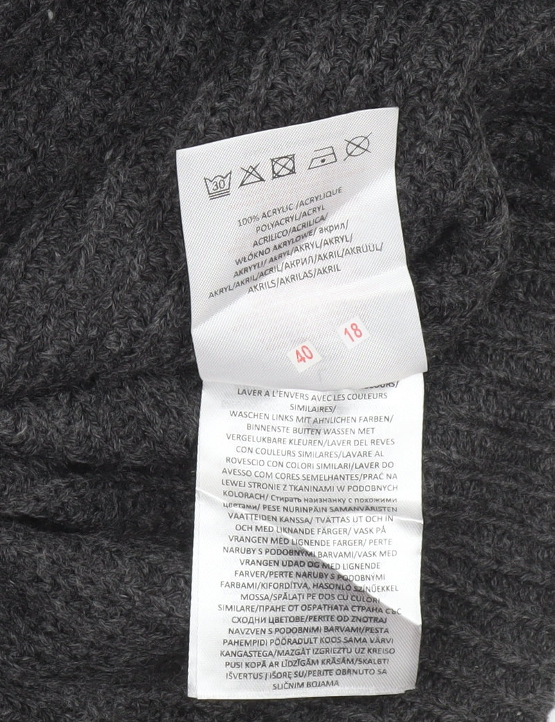 Brave Soul Women’s Grey L Long Sleeve Tunic Jumper 1/2 Zip Knit