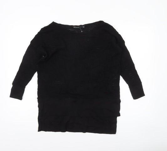 Karen Millen Women’s Black Open-Knit Tunic Jumper Size L