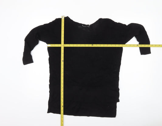 Karen Millen Women’s Black Open-Knit Tunic Jumper Size L