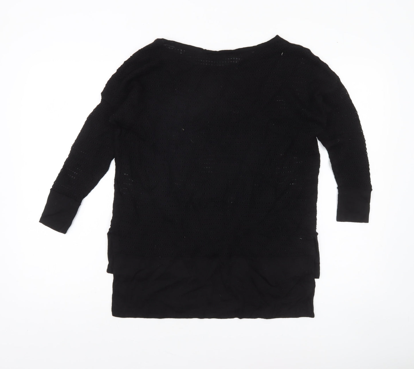Karen Millen Women’s Black Open-Knit Tunic Jumper Size L