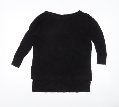 Karen Millen Women’s Black Open-Knit Tunic Jumper Size L