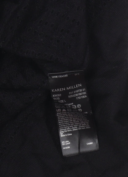 Karen Millen Women’s Black Open-Knit Tunic Jumper Size L