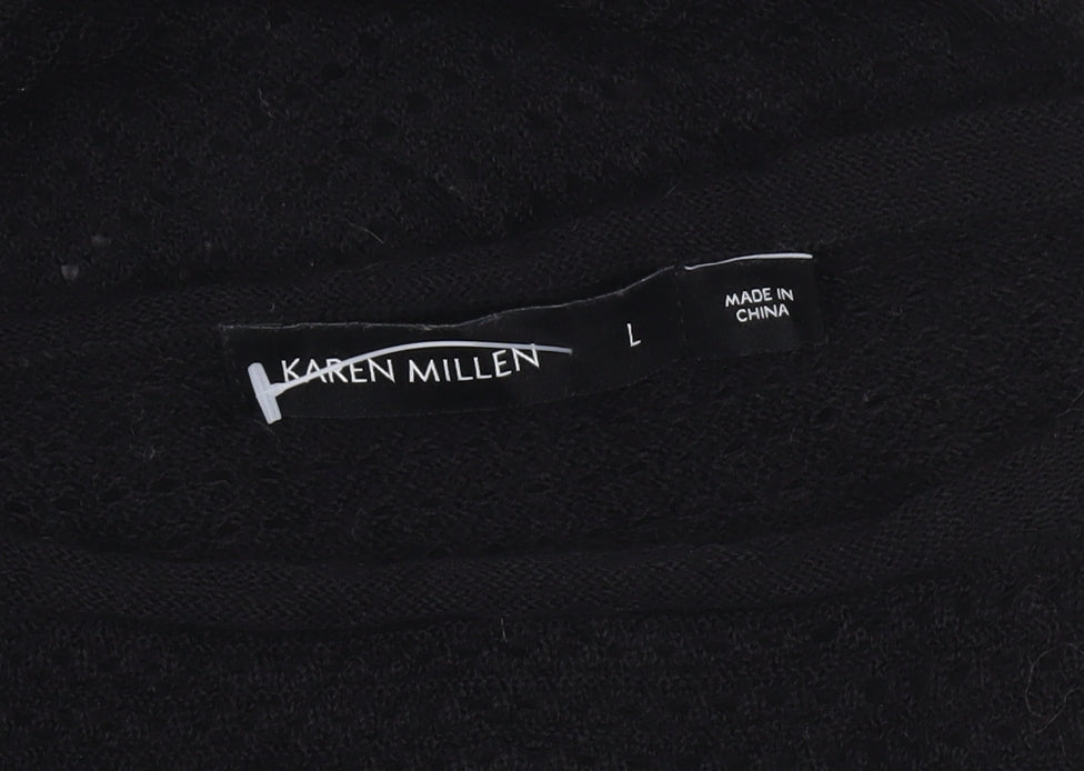 Karen Millen Women’s Black Open-Knit Tunic Jumper Size L